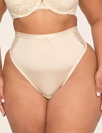 No-Show Lurex Lace-Trim French Cut Brief Panty