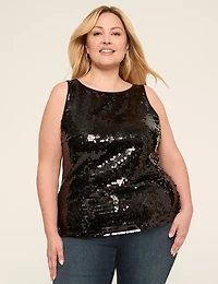 Sequin & Jersey Boatneck Tank