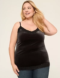Velvet Lace-Trim Cami