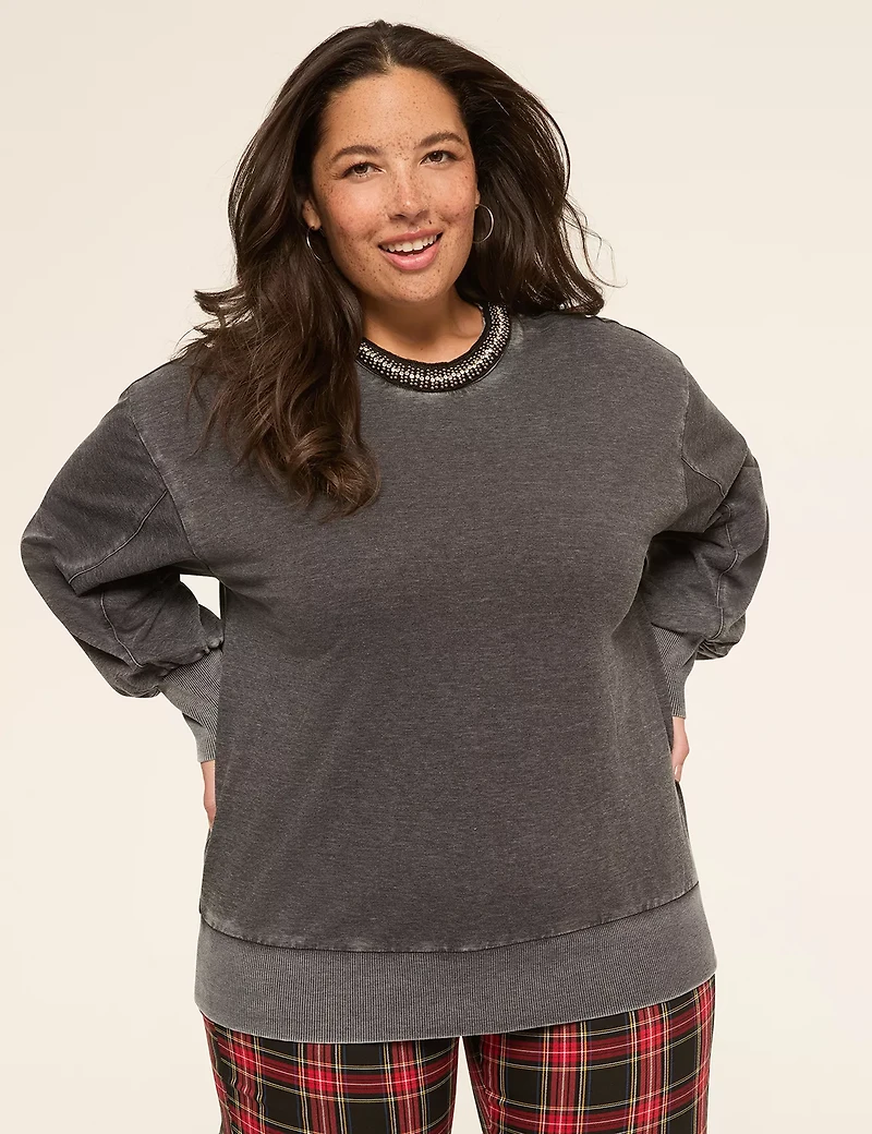 Embellished Crew-Neck Sweatshirt