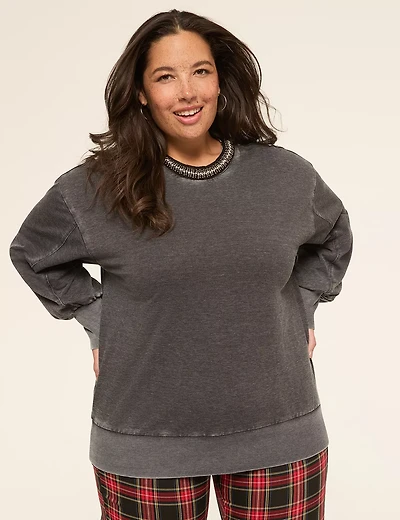 Embellished Crew-Neck Sweatshirt