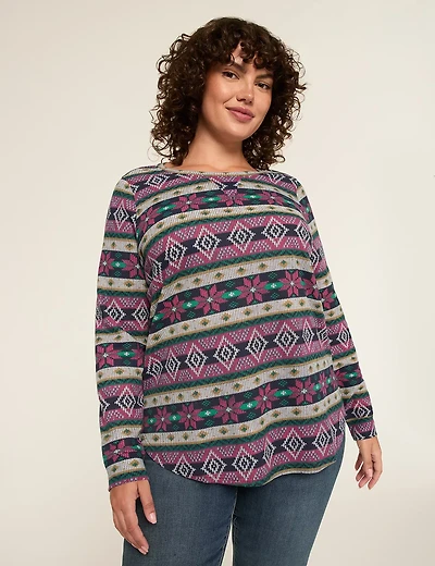 Waffle Knit Curved-Hem Tunic