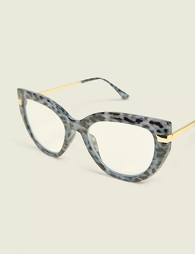Blue Cheetah Print Cateye Reading Glasses