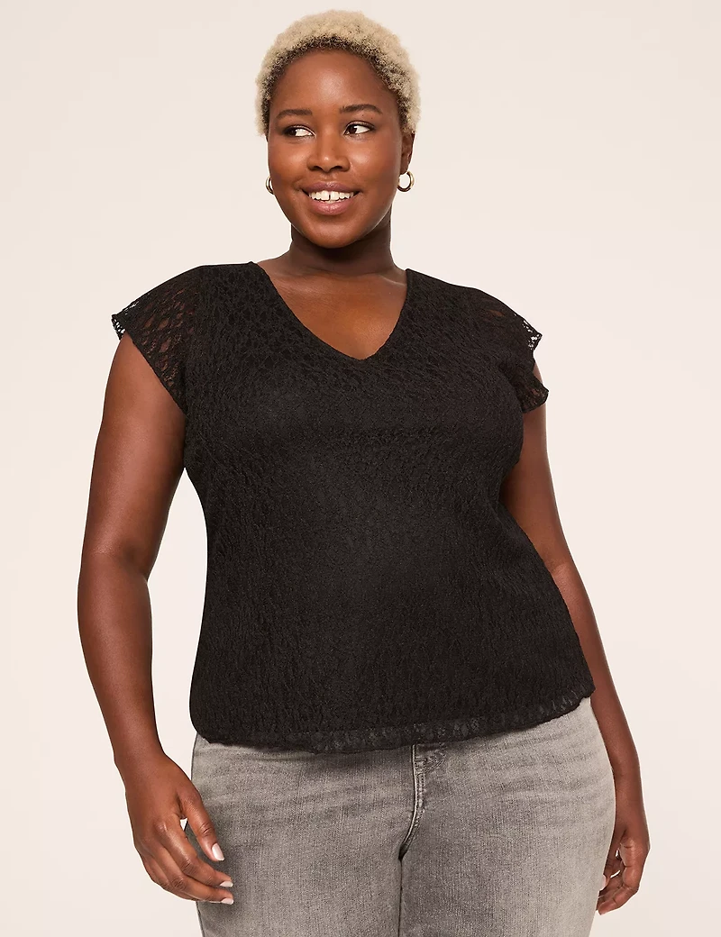 Tie-Back V-Neck Lace Top