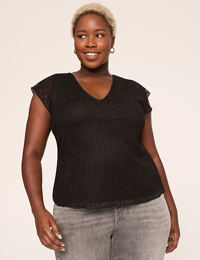 Tie-Back V-Neck Lace Top