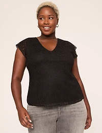 Tie-Back V-Neck Lace Top