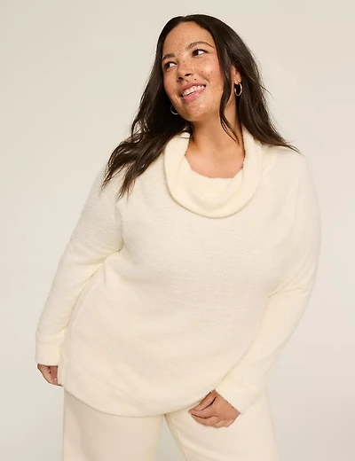 Cowl-Neck Textured Pullover