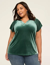 Velvet Notch-Neck Top