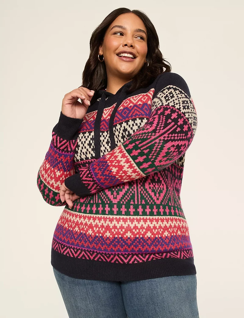 Long-Sleeve Fair Isle Hoodie Sweater