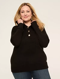 Button-Collar Pullover Sweater