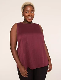 Swing Shimmer Boatneck Pleated Tank