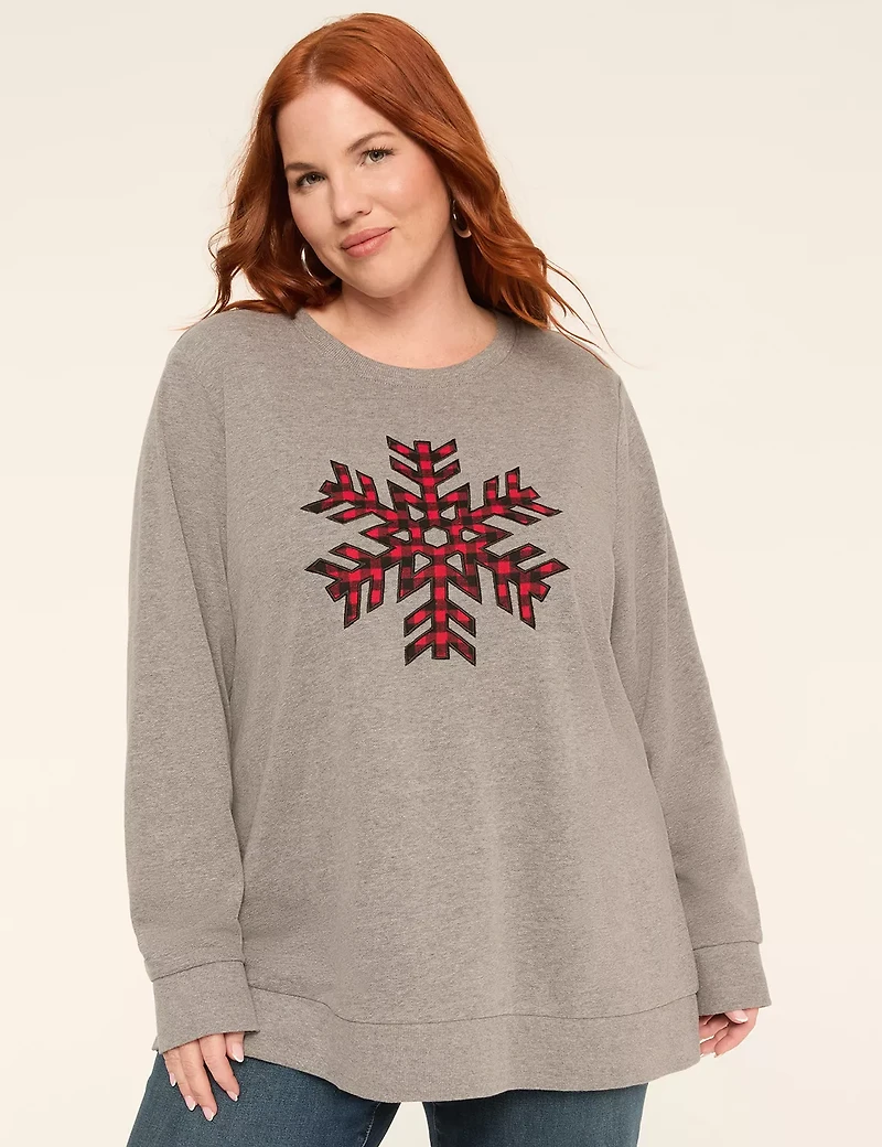 Plaid Snowflake Graphic Sweatshirt