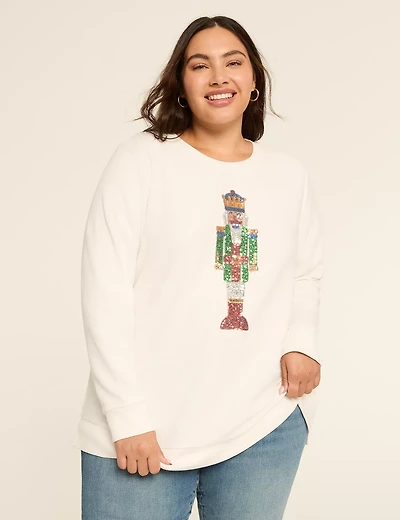Sequin Nutcracker Graphic Sweatshirt