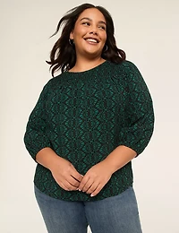 3/4-Sleeve Boatneck Popover Top