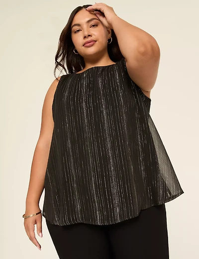 Swing Boatneck Pleated Stripe Tank