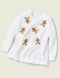 Sequin Gingerbread Graphic Sweatshirt
