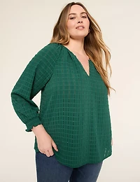 Swing Split-Neck Popover Blouse
