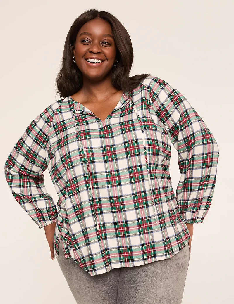 Metallic-Shimmer Bracelet-Sleeve Split-Neck Top