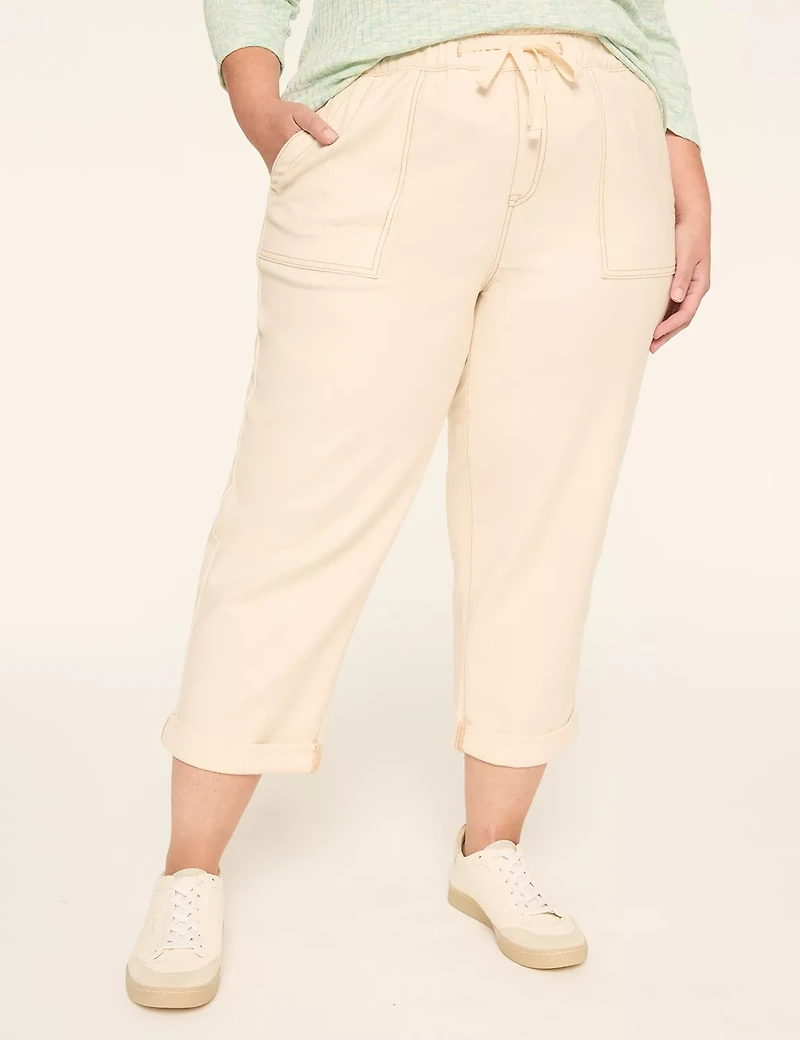 Pull-On Knit Denim Curved Ankle Jean