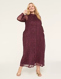Long-Sleeve Mock-Neck Maxi Dress