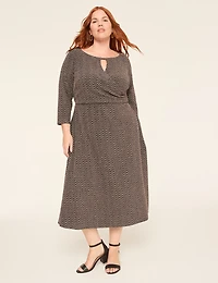 Metallic Jacquard Knit Surplice-Neck Midi Dress