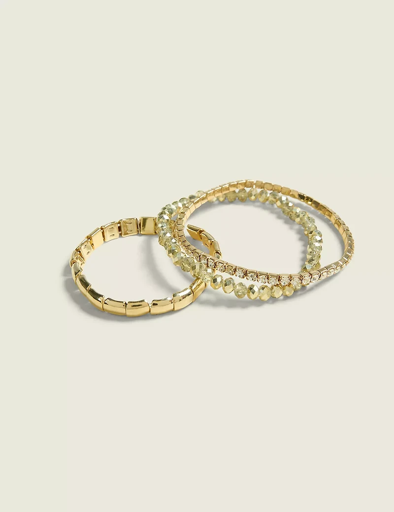 Goldtone & Clear Bracelet 3-Pack