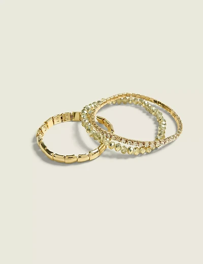 Goldtone & Clear Bracelet 3-Pack