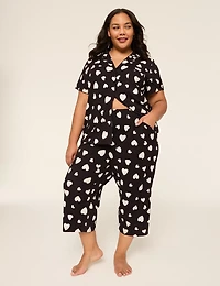 Comfy Cotton Notch-Collar Shirt & Crop Pant PJ Set