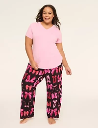 Comfy Cotton V-Neck Pocket Tee & Pant PJ Set