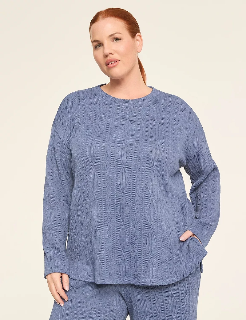 LIVI Long-Sleeve Cable Knit Texture Top