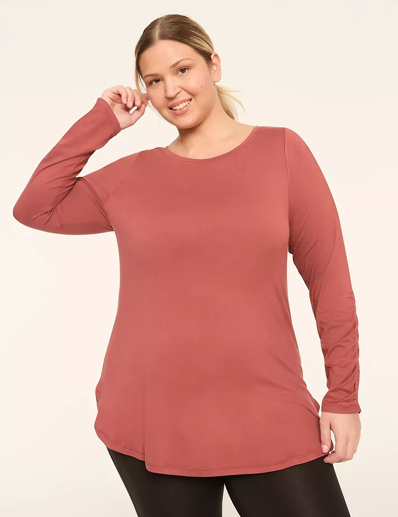 LIVI Soft Boatneck Ruched-Sleeve Tunic