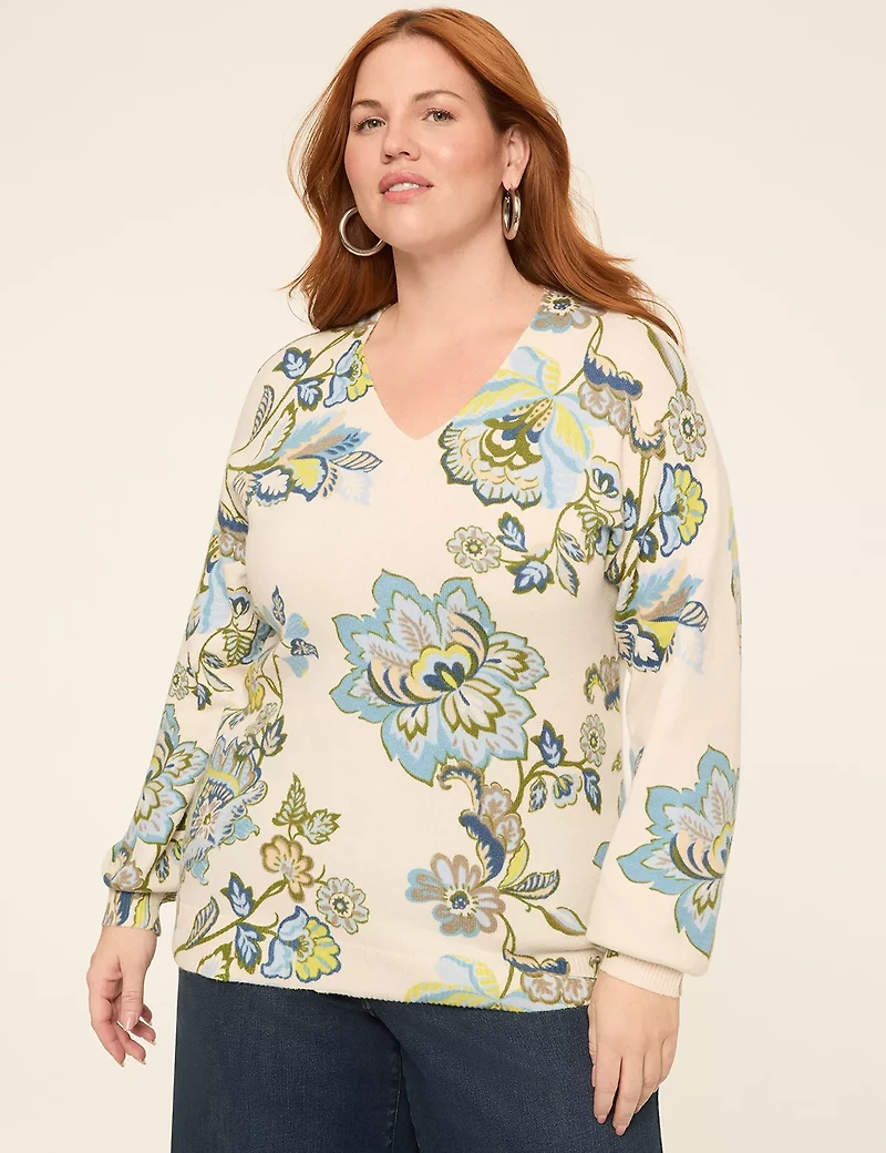 Long-Sleeve V-Neck Pullover Sweater