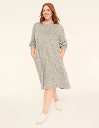 Long-Sleeve Crew-Neck Jacquard Swing Dress