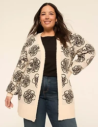 Open-Front Jacquard Cardigan
