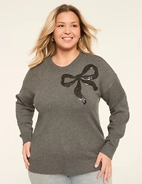 Sequin Bow Pullover Sweater