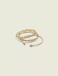 Goldtone Pave Bangle Set