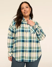 Lurex Shimmer Plaid Button-Down Shirt