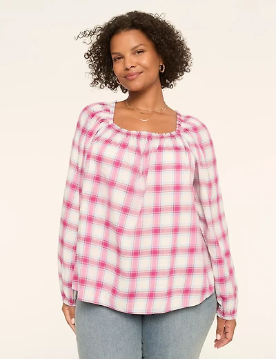 Swing Square-Neck Popover Blouse