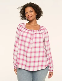 Swing Square-Neck Popover Blouse
