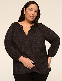 Swing Bracelet-Sleeve Tie-Neck Top