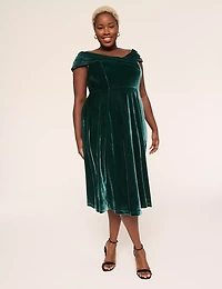 Lena Velvet Off-The-Shoulder Midi Dress