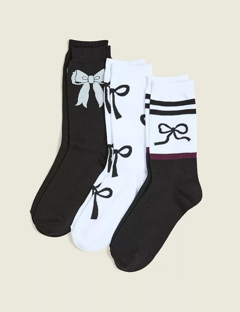 3-Pack Crew Socks - Bows