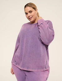 LIVI French Terry Wash-Detail Crew-Neck Sweatshirt