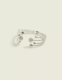 Silvertone Fireball Pave Cable Bracelet