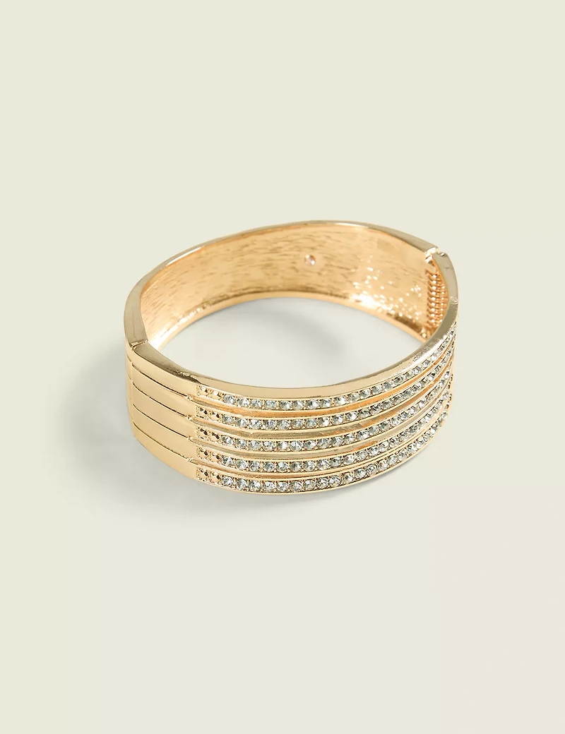Goldtone & Pave Cuff Bracelet