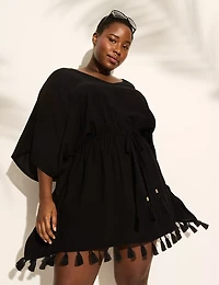 Challis Tassel-Trim Dolman Cover-Up