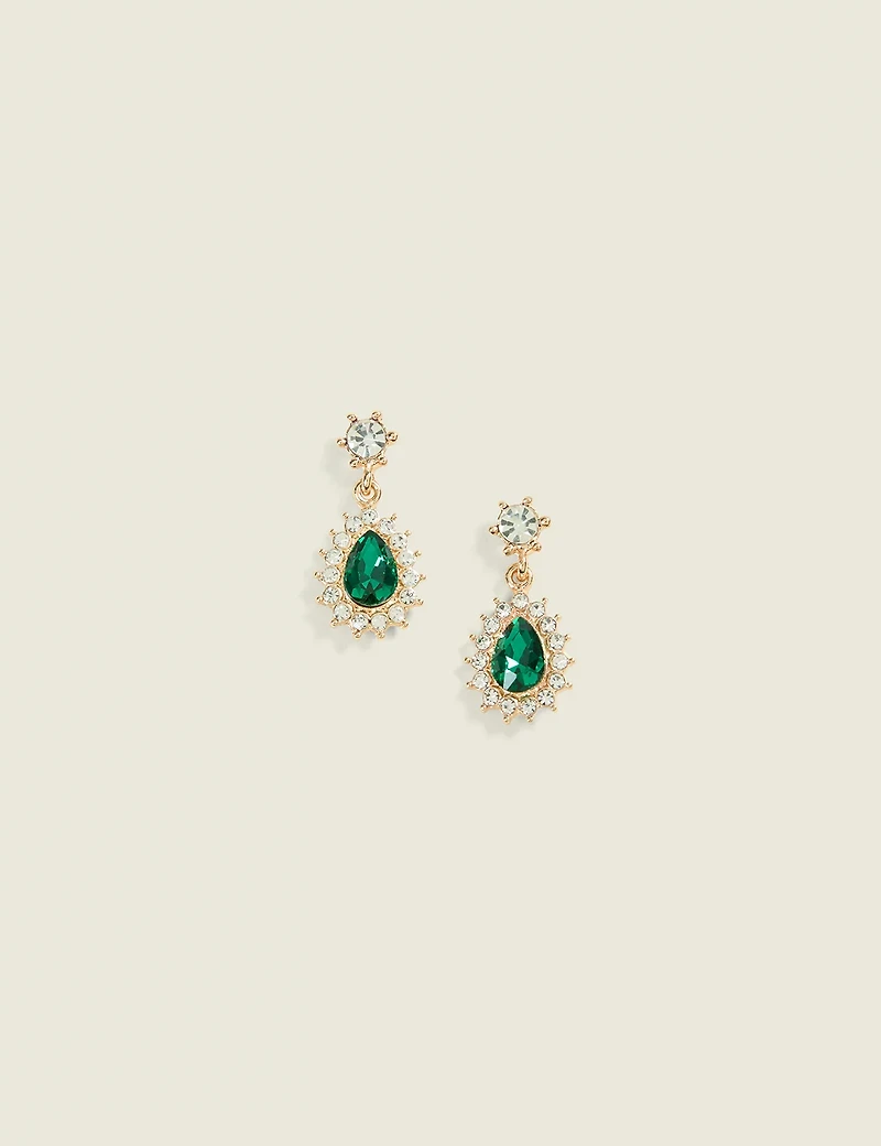 Green & Pave Teardrop Earrings