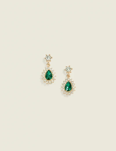 Green & Pave Teardrop Earrings