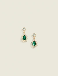 Green & Pave Teardrop Earrings