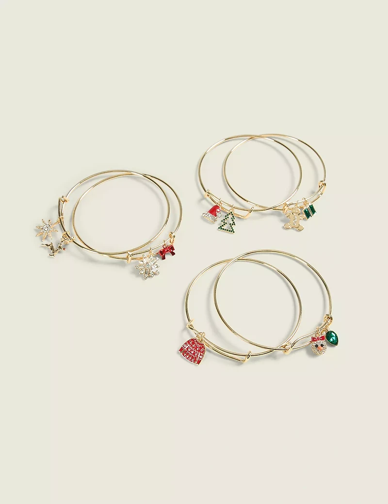 Happy Holidays Bangle Charm Set